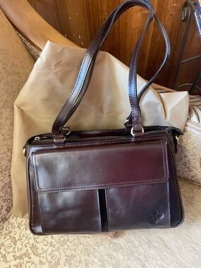 NWT! Patricia Nash Chocolate Brown Distressed Leather Rosetti Satchel